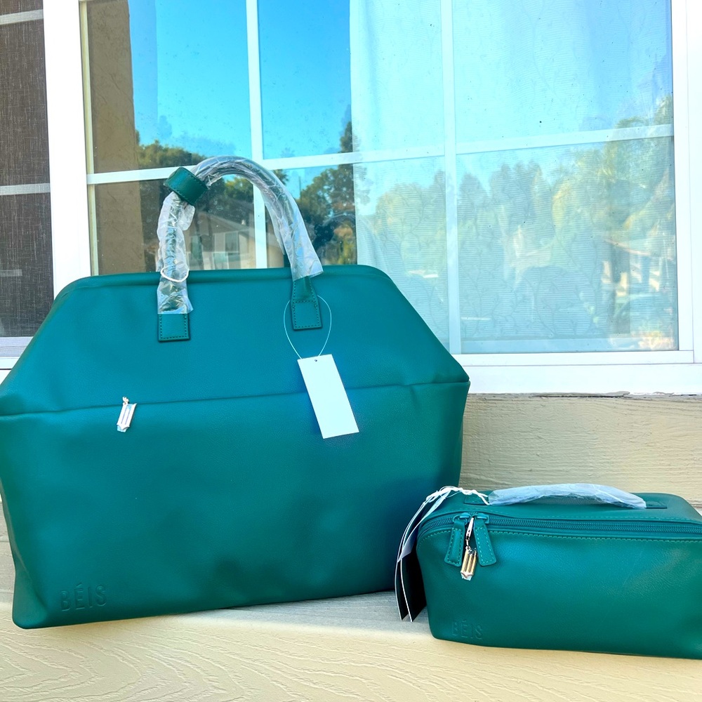 Beis wicked green weekender and toiletry kit